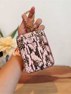 NWT Coach Snake-embossed leather Zip Card Case